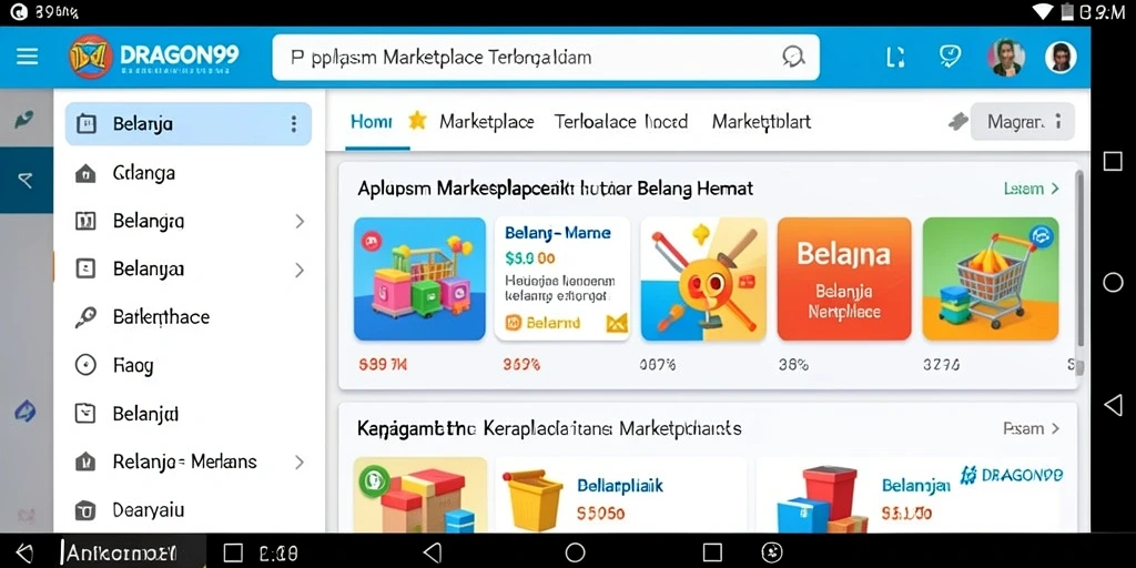 Antarmuka aplikasi Marketplace DRAGON99 yang user-friendly dan menarik.