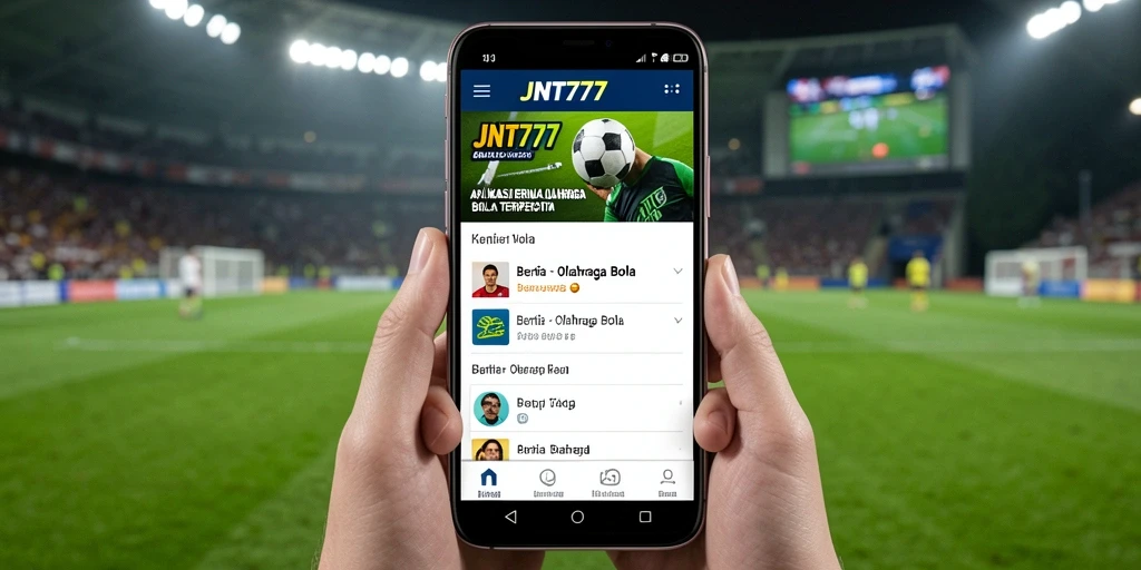Tampilan antarmuka utama JNT777 dengan berita olahraga bola.