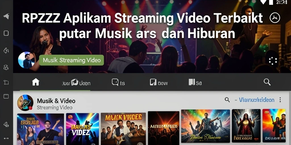 Tampilan antarmuka RPZZZ dengan berbagai pilihan video streaming.
