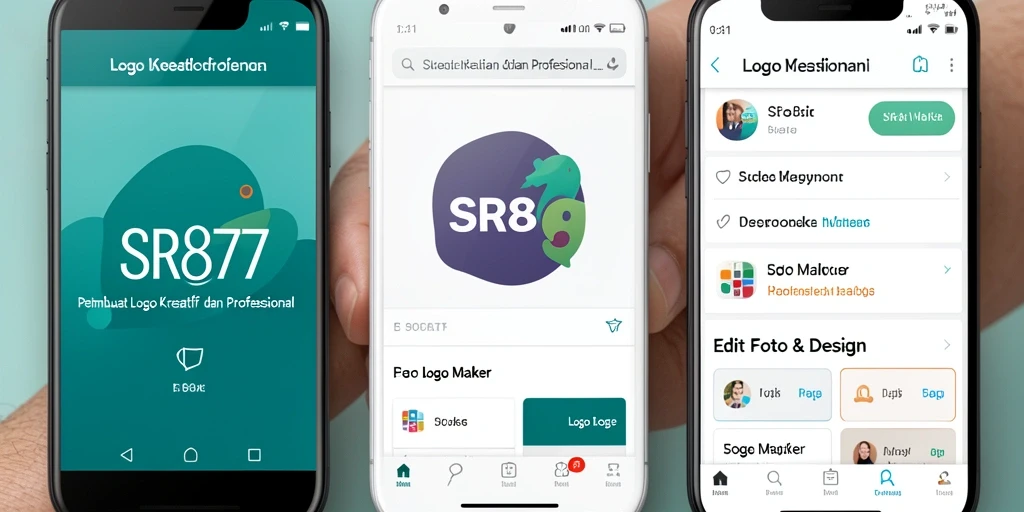 Tampilan antarmuka aplikasi SR877 untuk pembuatan logo yang menarik.