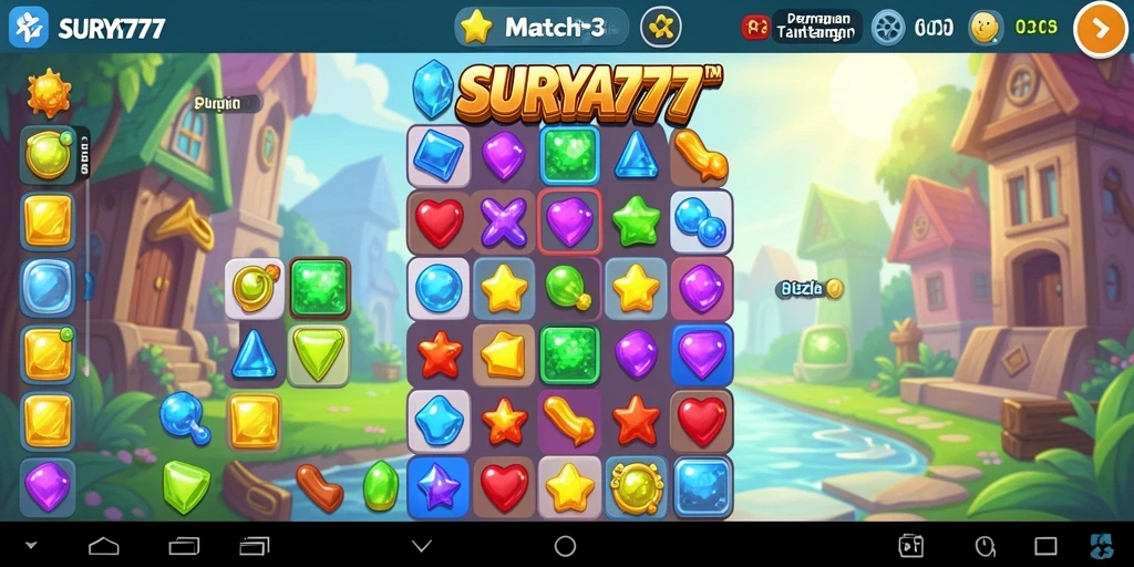 Tampilan antarmuka utama game Puzzle Match-3 SURYA777.